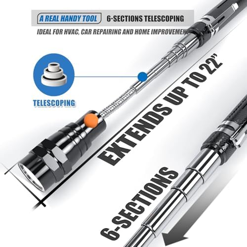 VIBELITE Extendable Magnetic Flashlight - 22 Inches 3 LED Black