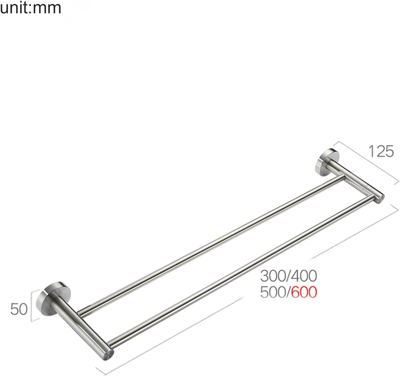 TiStm Wall Mounted Towel Rail Stainless Steel Brushed Finish