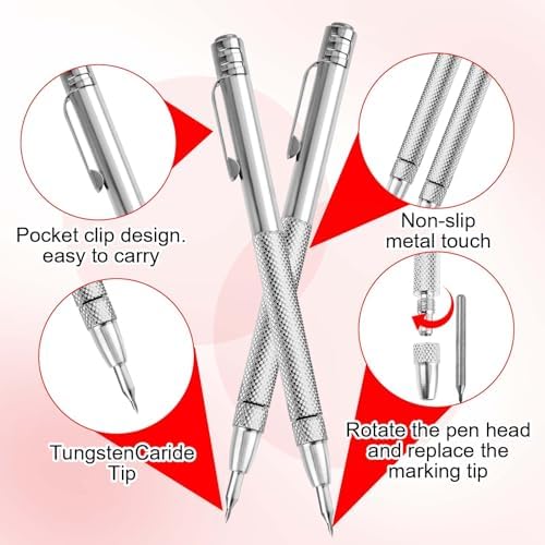 Prasacco 2 Pcs Tungsten Carbide Scriber with Magnet and 10 Tips