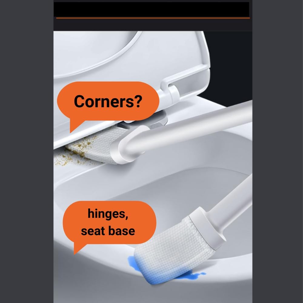 CBUCKS Toilet Brush with Silicone Head and Wet Wipe Holder