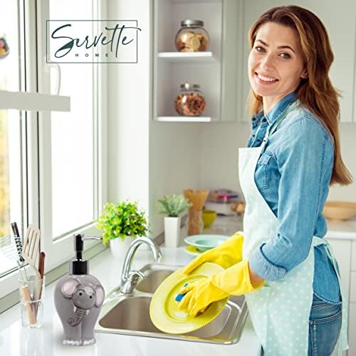 Elephant Soap Dispenser with Pump - Grey Ceramic