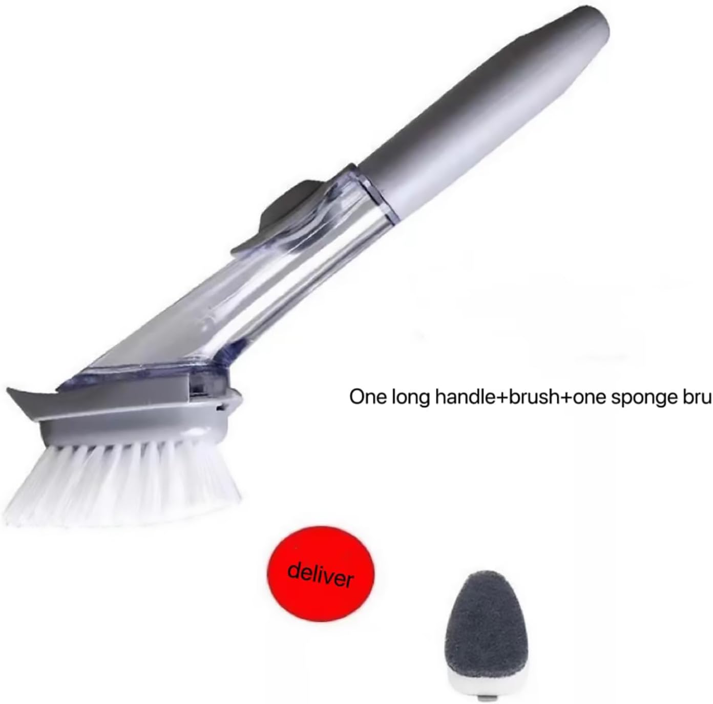 Durable Dishwashing Brush with Soap Dispenser and Long Handle