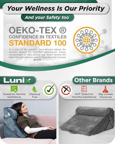 Lunix 3pcs Orthopedic Bed Wedge Pillow Set with Hot Cold Pack