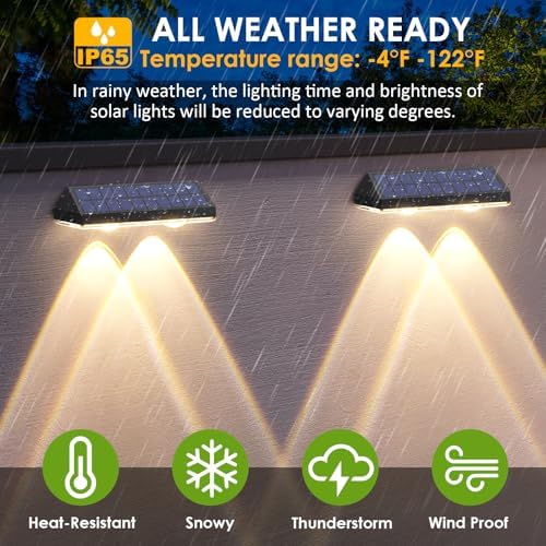 LIANGLOME Solar Fence Lights 8 Pack - 3 Modes IP65 Waterproof