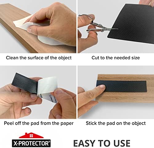 X-Protector Rubber Sheet Pads - 4PCS Non Slip Black Anti Skid