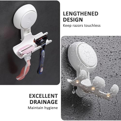 LEVERLOC 2 Pack Razor Holder for Shower Damage-Free Wall Hooks