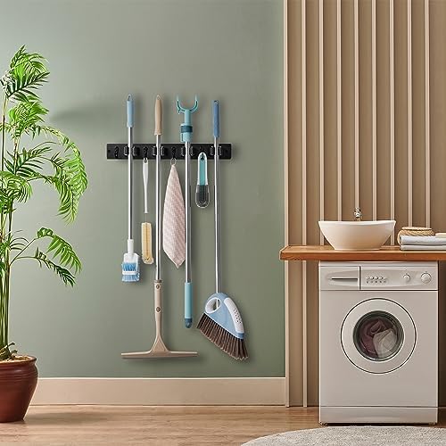 OUTNILI Black Broom Mop Holder Wall Mount 1