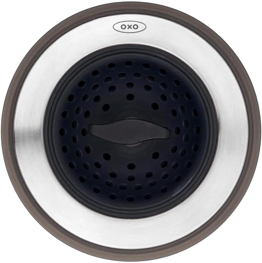 OXO Good Grips 2-in-1 Sink Strainer Stopper Black 1