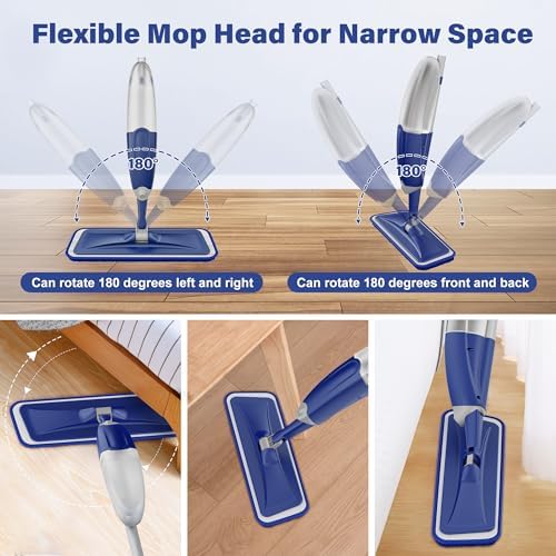 ILAVCLEAN Microfiber Spray Mop - 3 Washable Pads for Wet Dry Cleaning