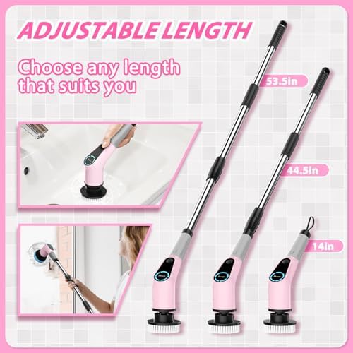 Dovety Electric Spin Scrubber with 8 Brush Heads and Extension Handle