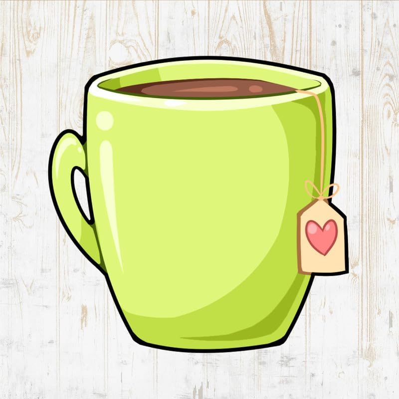 Custom Tea Decals Peel Stick - Kawaii Green Black Cartoon Design