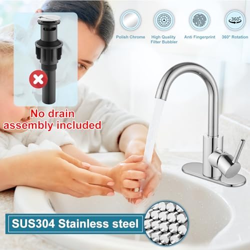 Midanya Single Handle Wet Bar Sink Faucet with Swivel Spout and Deck Plate
