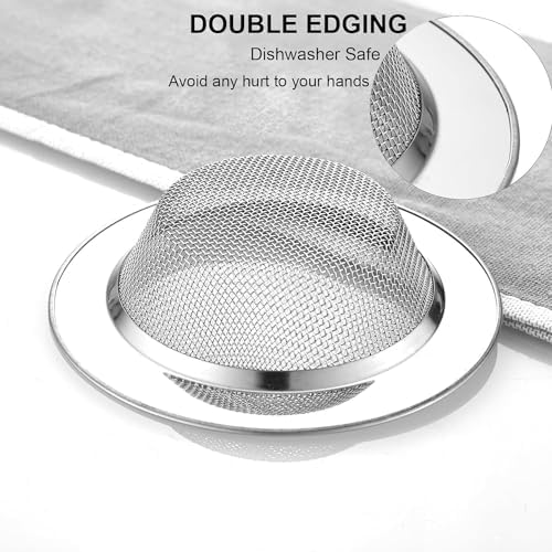 LASSHSWA 2 PCS Stainless Steel Sink Strainer 45 Wide Rim for Kitchen