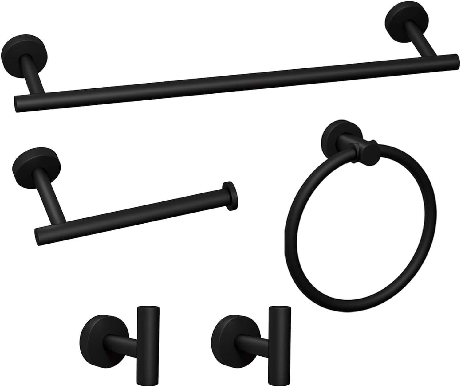 Lckppt 5 Piece Matte Black Bathroom Hardware Set