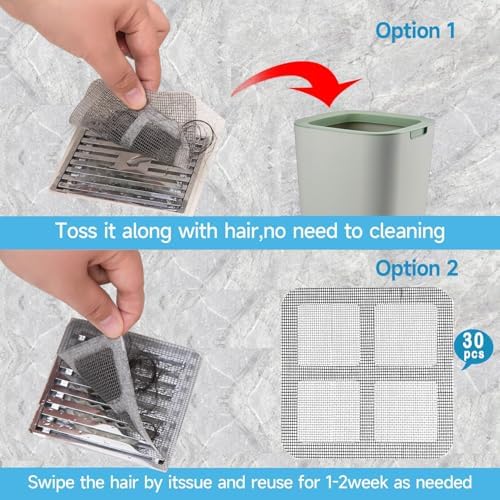 30PCS Disposable Shower Hair Catcher for Bathroom Sink and Drain