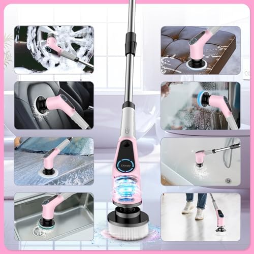 Dovety Electric Spin Scrubber with 8 Brush Heads and Extension Handle