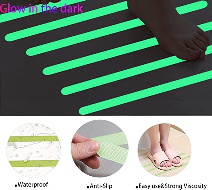 Kyerivs Non-Slip Bathtub Stickers with Glow Luminous Safety Treads