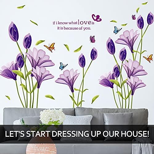 LiveGallery Lily Flower Wall Decals Purple