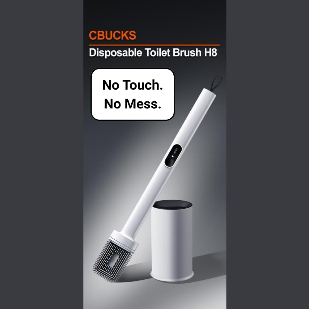 CBUCKS Toilet Brush with Silicone Head and Wet Wipe Holder