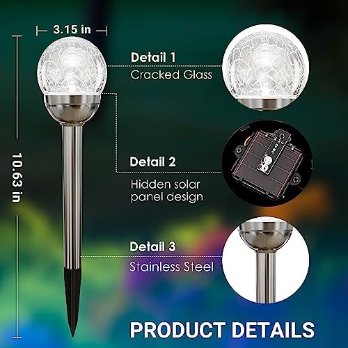 SOLPEX 3 Pack Solar Garden Lights with RGB White Modes