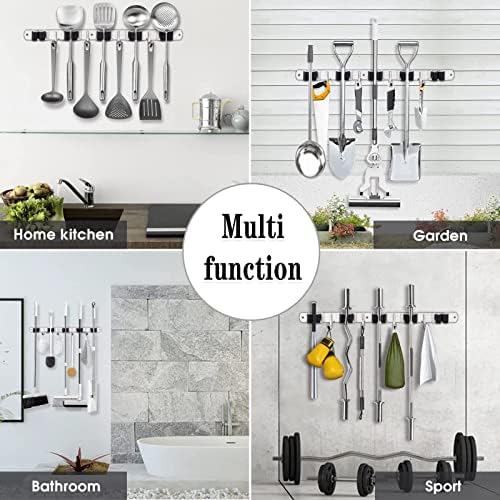 AceMining 5 Racks 4 Hooks Wall Mop Broom Holder