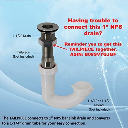 Leyso Stainless Steel Bar Sink Drain 1 NPS Thread