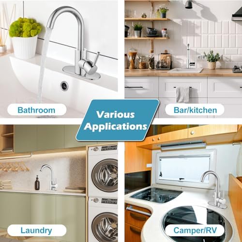 Midanya Single Handle Wet Bar Sink Faucet with Swivel Spout and Deck Plate