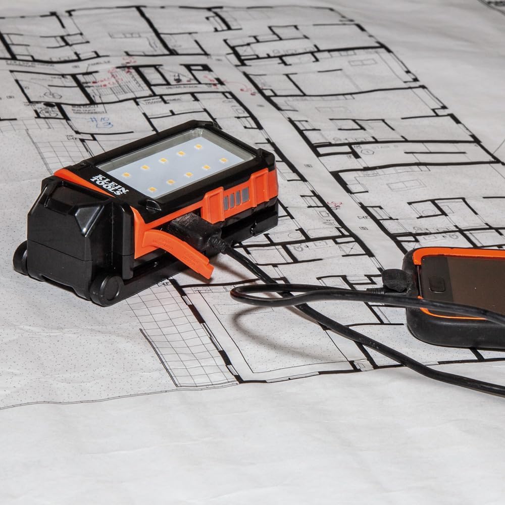 Klein Tools 56403 Rechargeable LED Work Light with Kickstand and Carabiner
