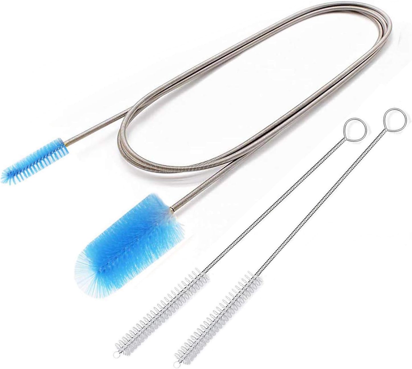 Flexible Drain Brush 67-Inch Nylon Cleaner with 82-Inch Straw Brush Blue