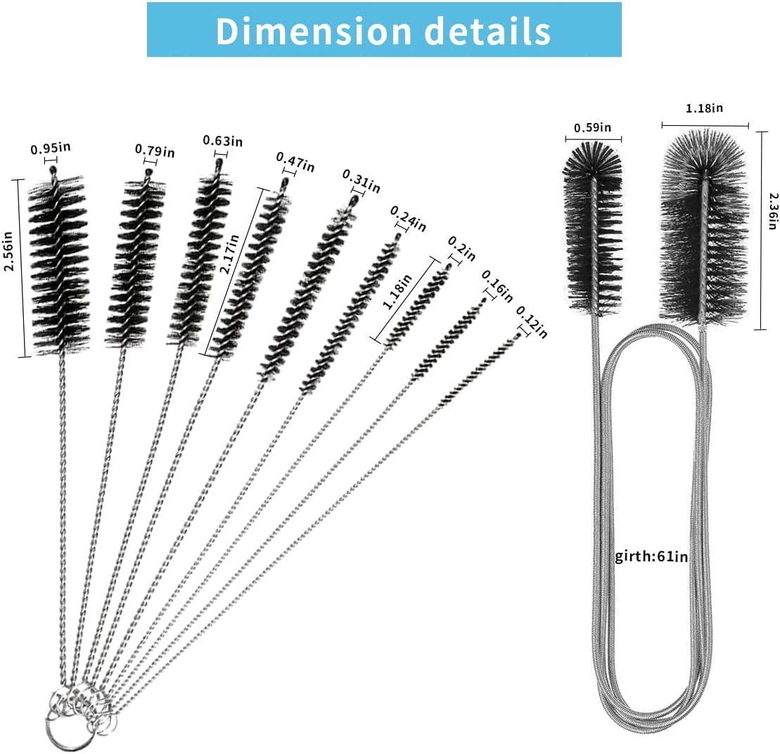 10 Pcs Flexible Drain Brush Set for Kitchen and Aquarium