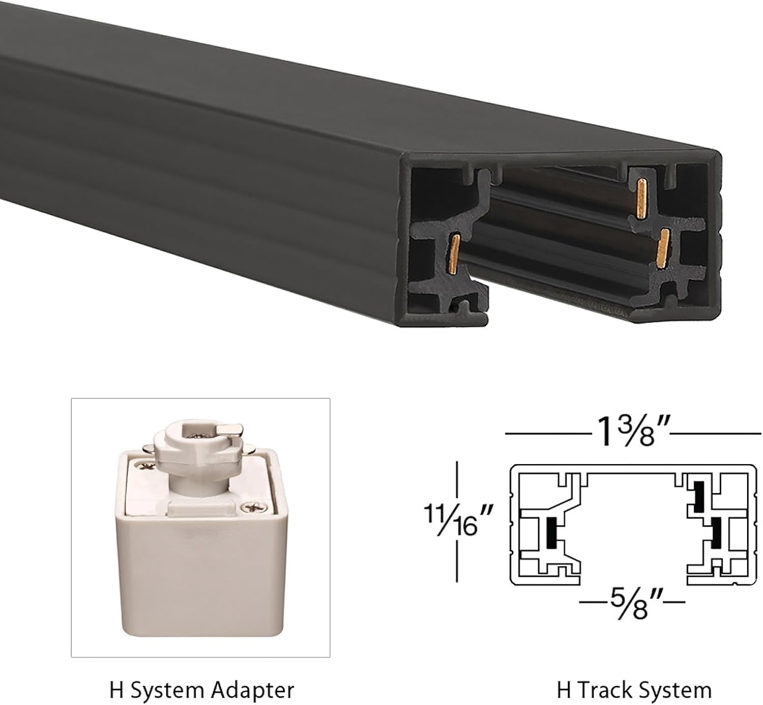 WAC Lighting 8FT H Track Single Circuit Field Cuttable Black
