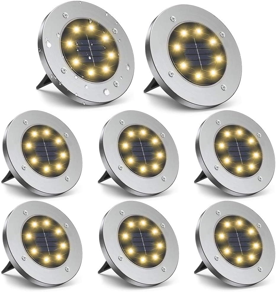 ZGWJ Solar Ground Lights 8 Pack Warm White 1