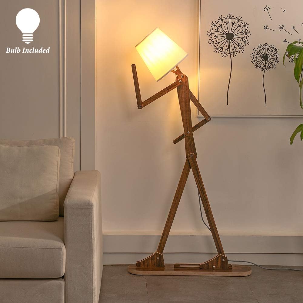 HROOME Cool Teak Floor Lamp with LED Bulb 1