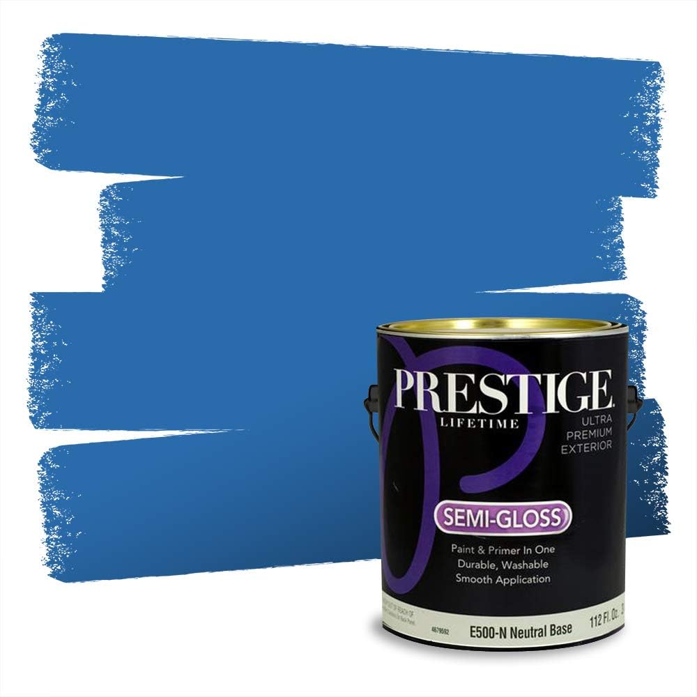 PRESTIGE 1-Gallon Exterior Paint Primer Semi-Gloss Electric Blue Match
