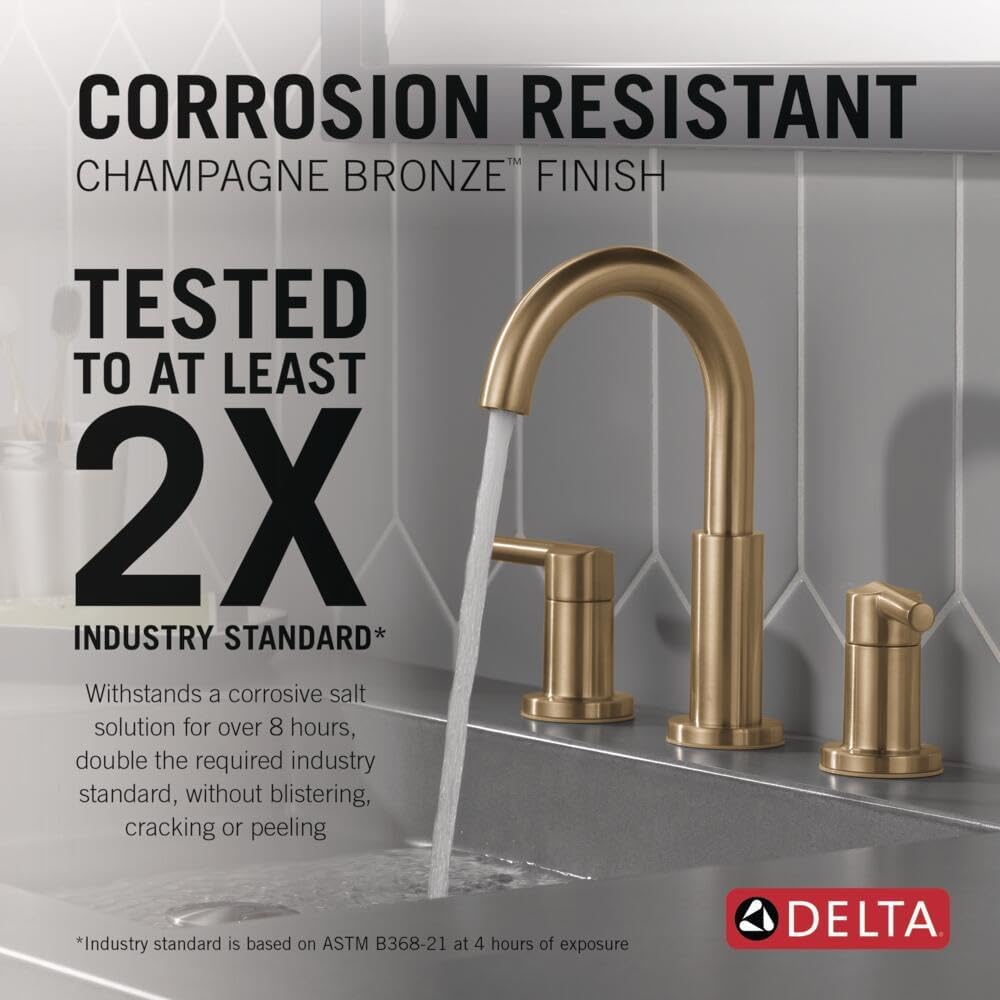 Delta Nicoli Widespread Bathroom Faucet 3 Hole Gold