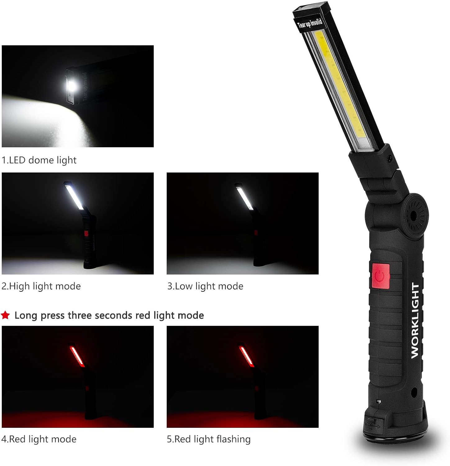 Lmaytech 2Pack Rechargeable LED Work Lights with Magnetic Base and 360 Rotation
