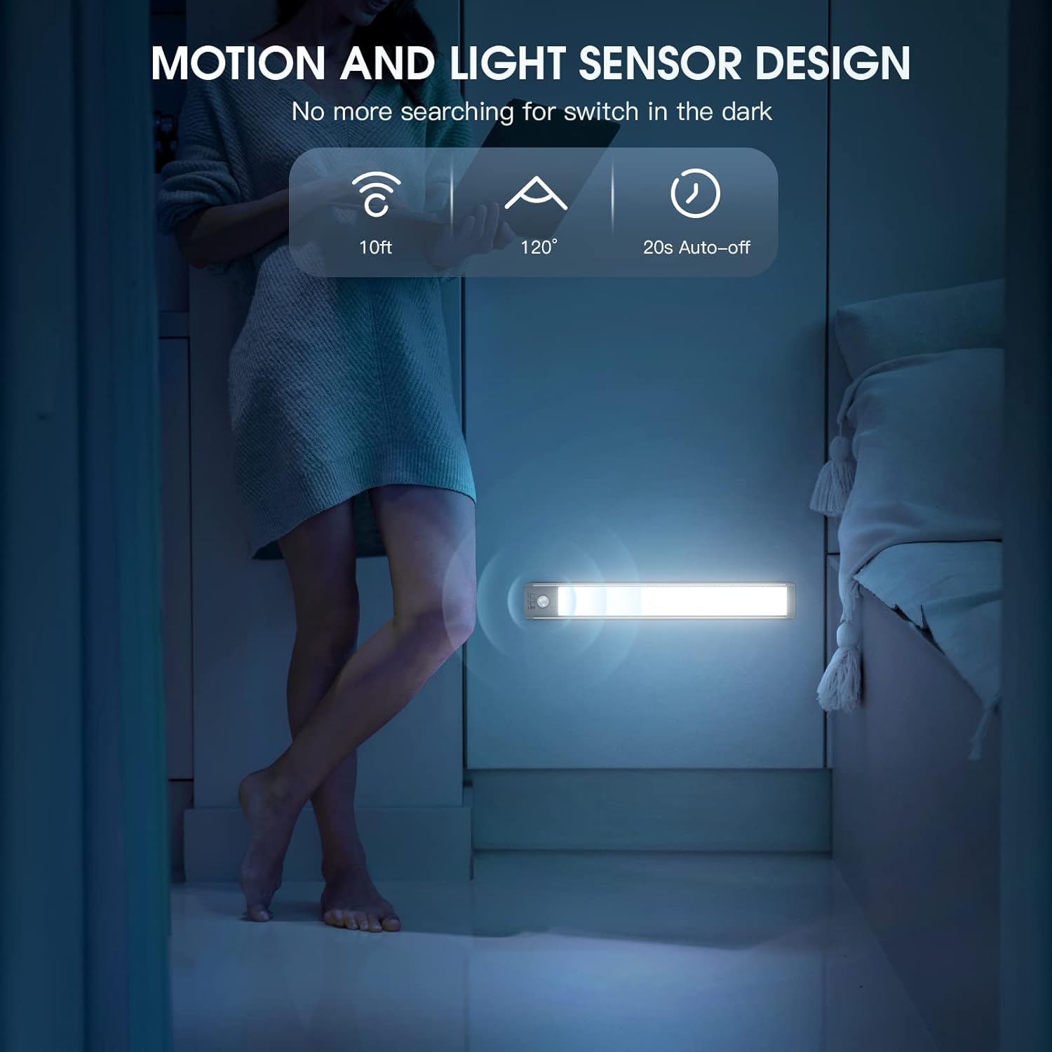 MCGOR 63 LED Motion Sensor Under Cabinet Light 2 Pack