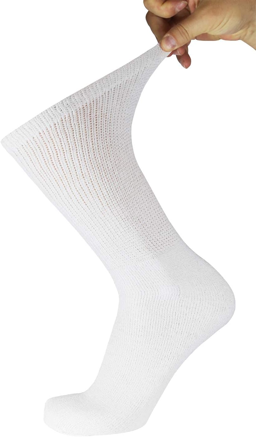 Big and Tall Mens Diabetic Socks - 6 Pairs Black Gray White