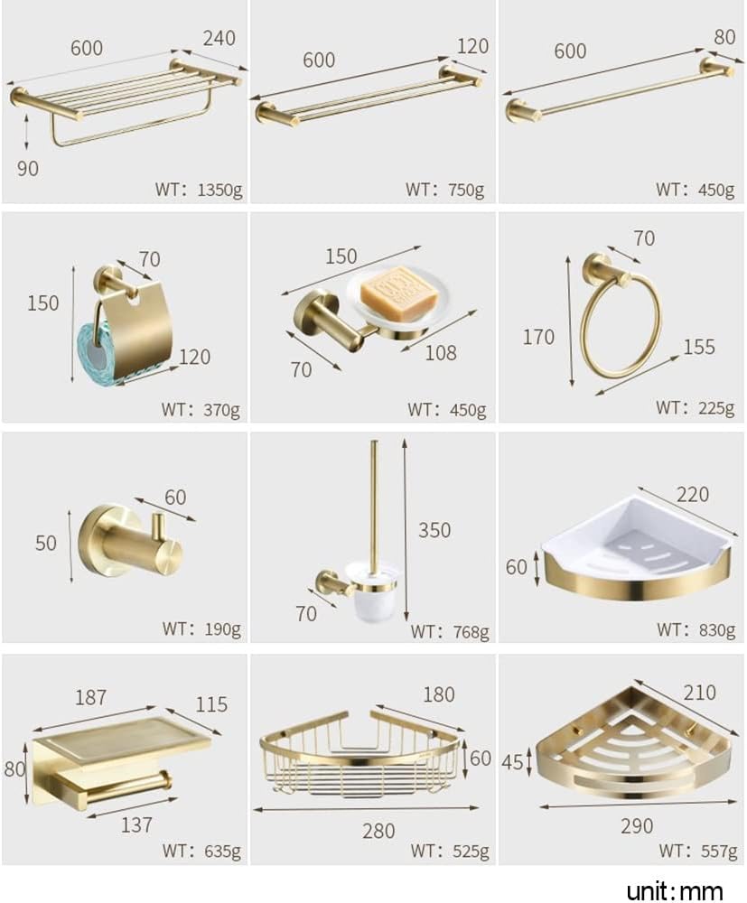 ANNBKA Brushed Gold 304 Stainless Steel Towel Rack Set