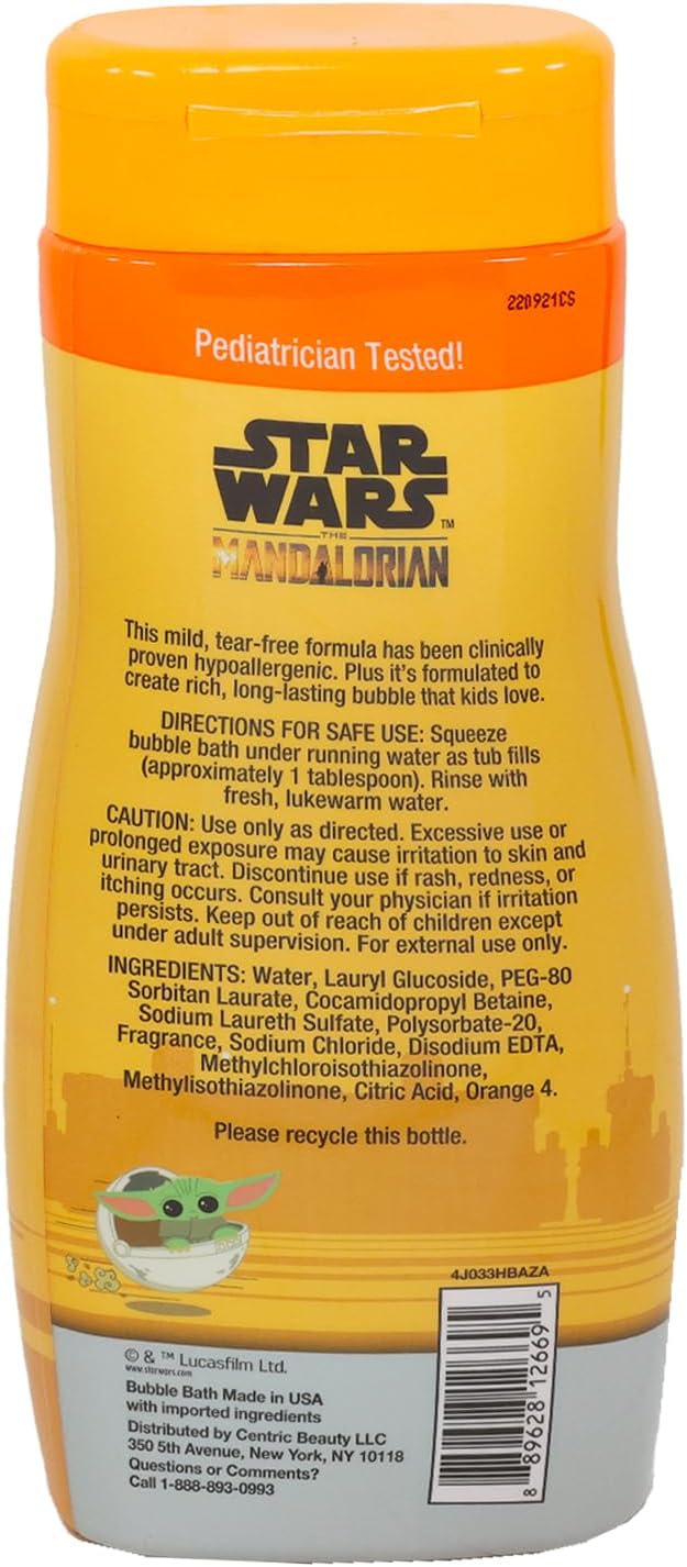 STAR WARS Baby Yoda Bubble Bath Set for Kids with Stickers