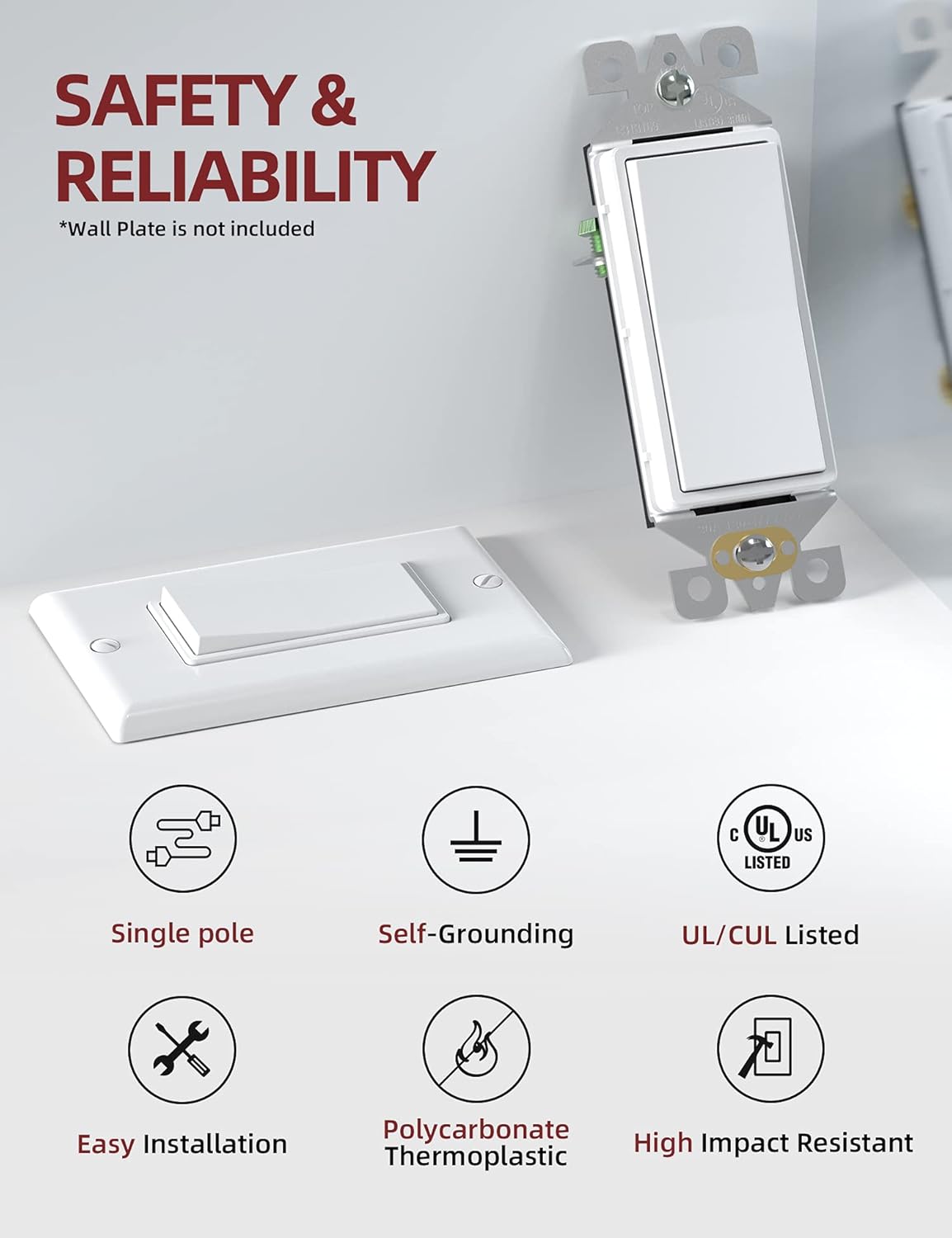 AIDA 20 Pack Glossy White Light Switches