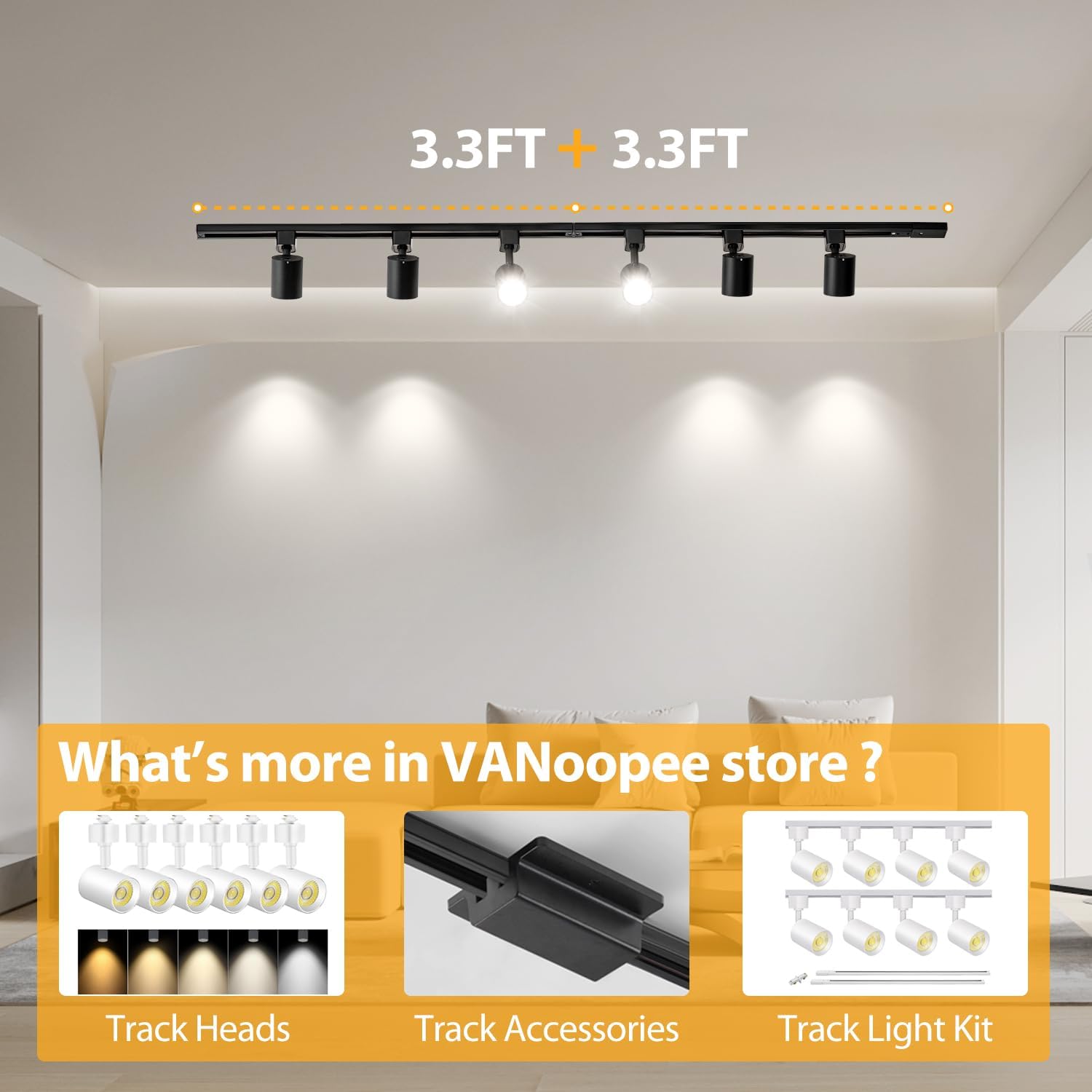 VANoopee 13FT H Track Lighting Rails Kit Black 1