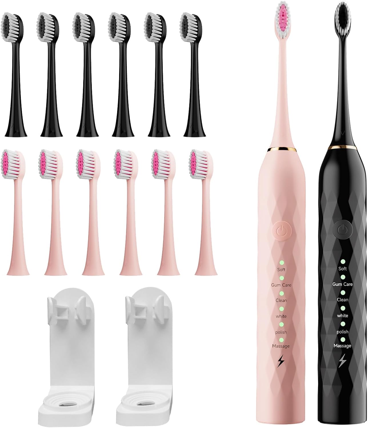 MAXWISDOM Sonic Kids Toothbrush 2 Pack with 10 Heads and Holder
