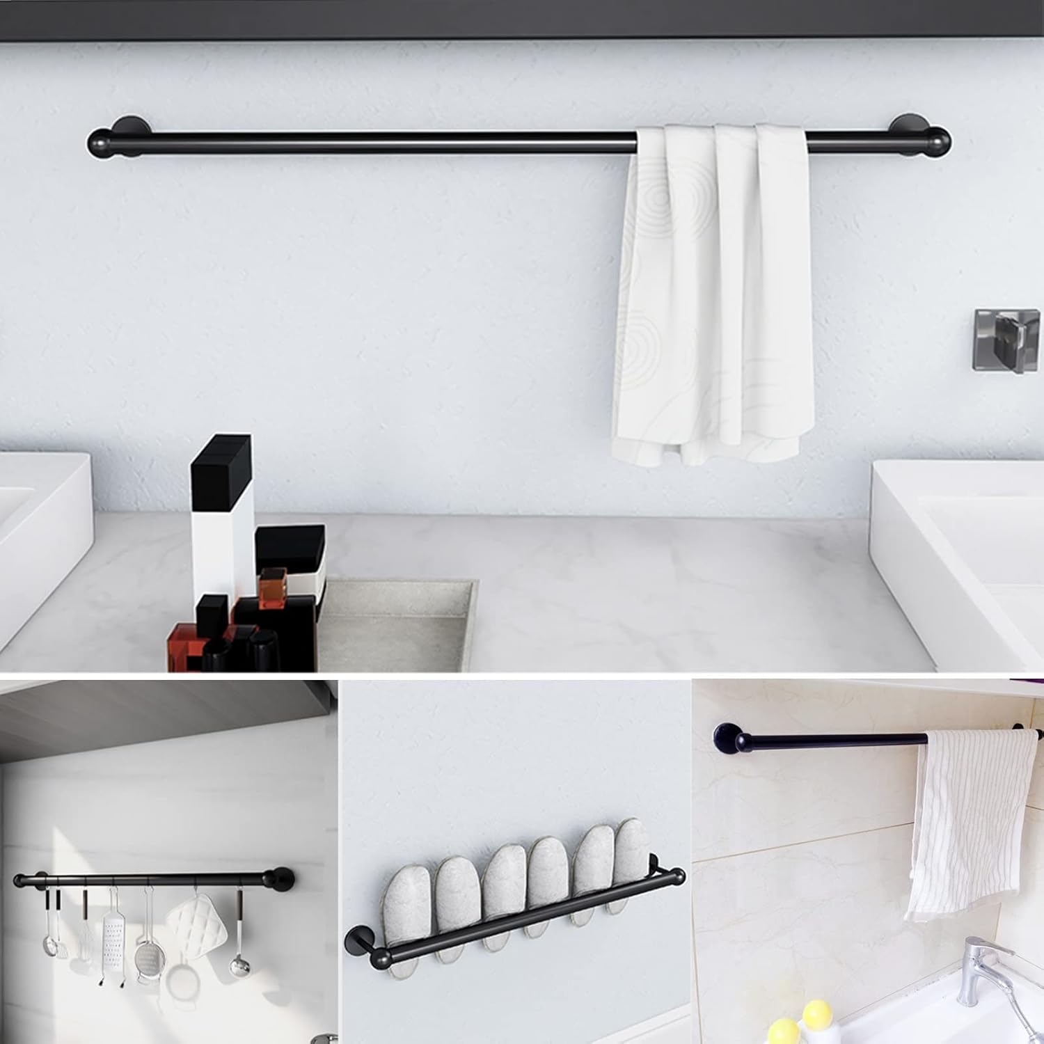 Stainless Steel Matte Black Towel Holder Bar 20cm 1