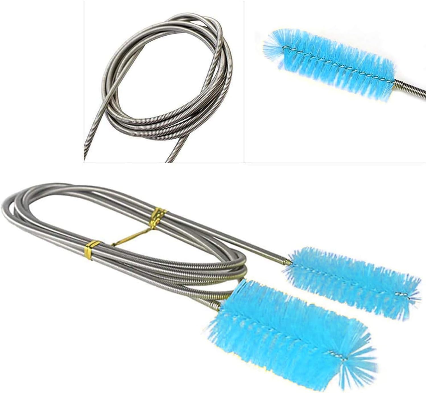 Flexible Drain Brush 67-Inch Nylon Cleaner with 82-Inch Straw Brush Blue