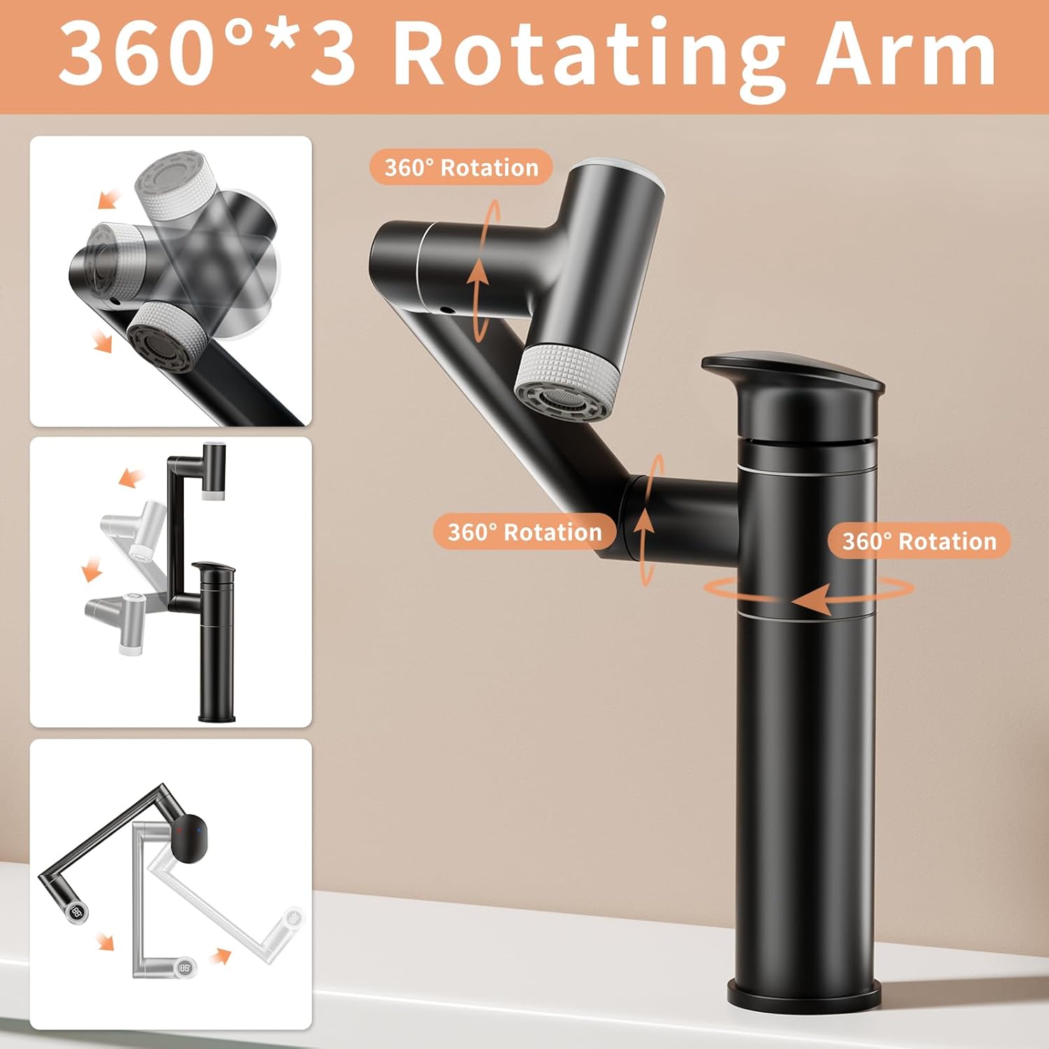 SINGSUO High Pressure Shower Head 1080 Rotatable Faucet Set