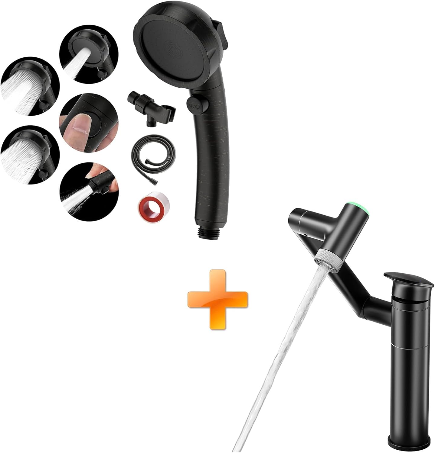 SINGSUO High Pressure Shower Head 1080 Rotatable Faucet Set