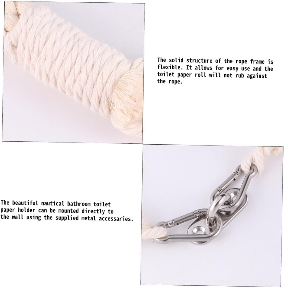 KONTONTY 60cm Cotton Rope Toilet Paper Holder Nautical Decor