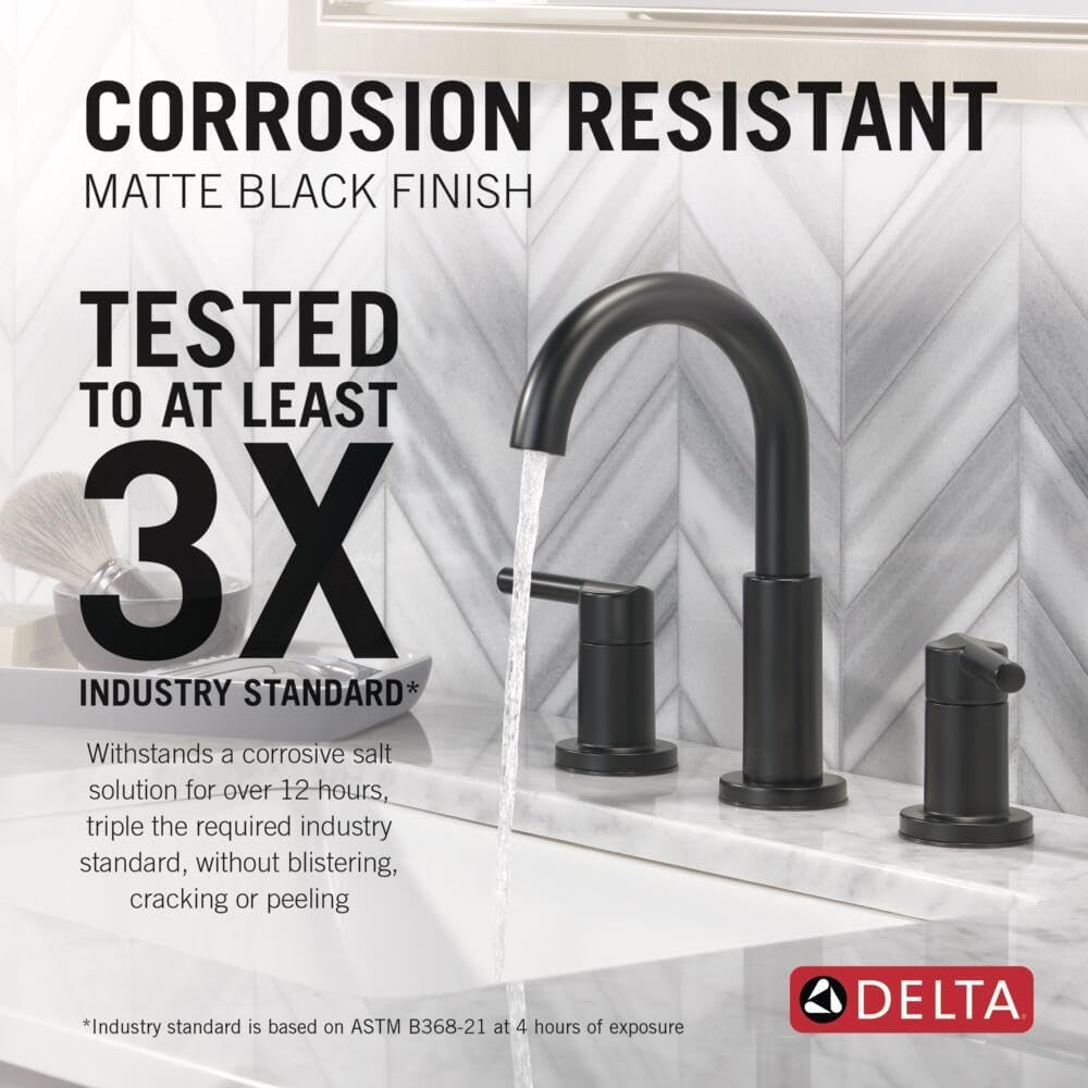 Delta Nicoli Widespread 3 Hole Matte Black Bathroom Faucet