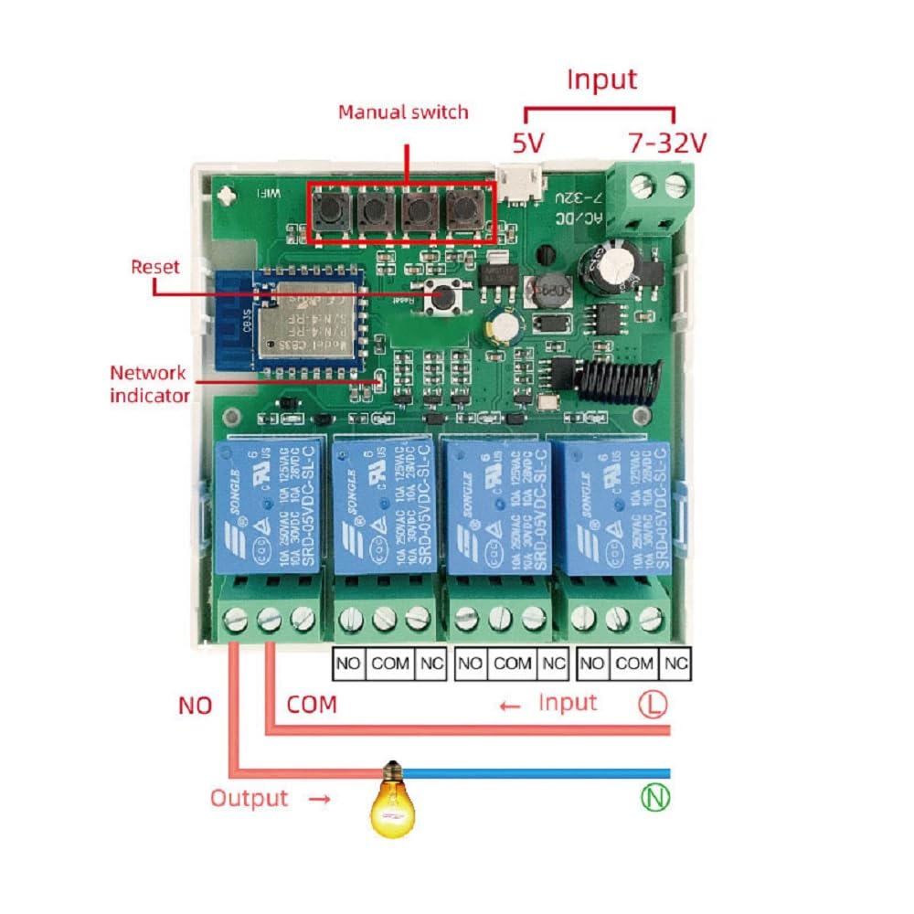 MHCOZY 4 Channel Smart WiFi Relay Switch Module